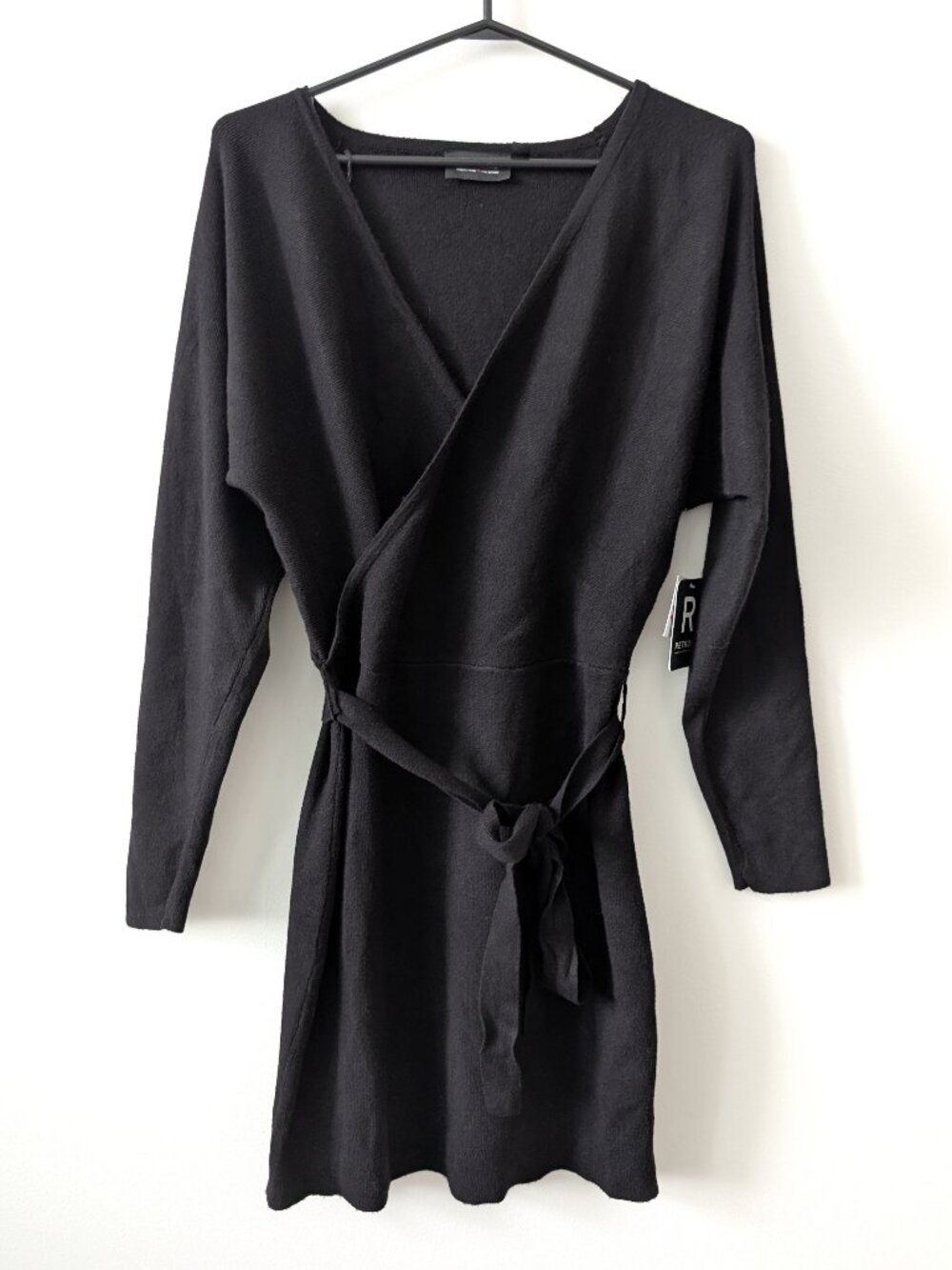 NWT RETROD Black Wrap Sweater Mini Dress | Medium